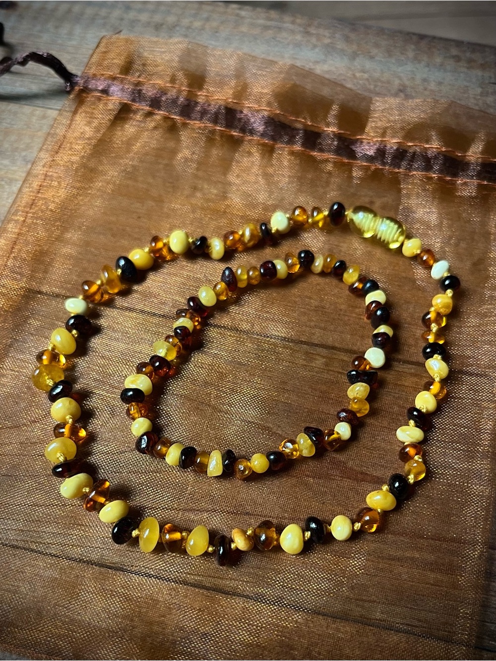 Baltic Amber Bead Necklace & Bracelet Set
